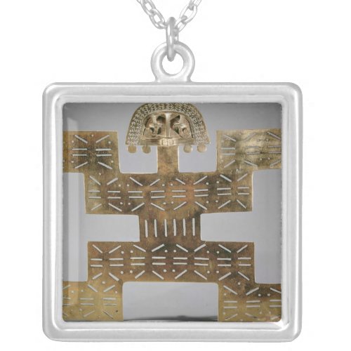 Cast Tumbaga pectoral from Huaca del Dragon Silver Plated Necklace