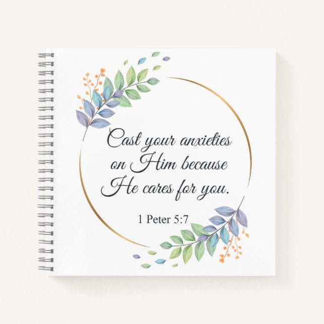 Cast Your Anxieties on Him 1 Peter 5:7 Journal (Front)