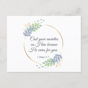 Cast Your Anxieties on Him 1 Peter 5:7 Postcard