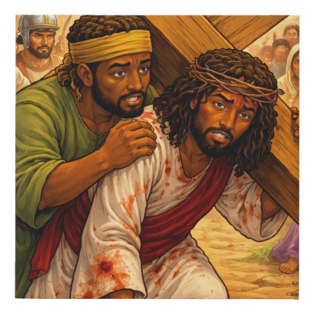 Cast your burdens on Jesus Faux Canvas Print (Front)