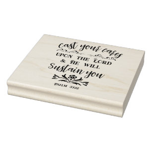 Cast Your Cares Bible Verse Mounted Typography Rubber Stamp
