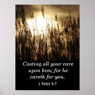 Cast your cares Upon Him  -Scripture Art Print