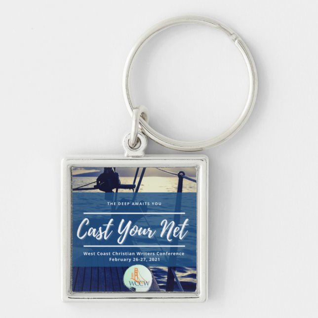 Cast Your Net Keyring with Ocean/Ship Artwork (Front)