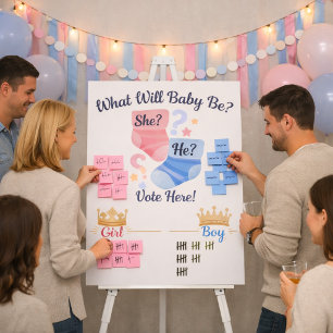Cast Your Vote Gender Reveal Baby Booties Foam Board