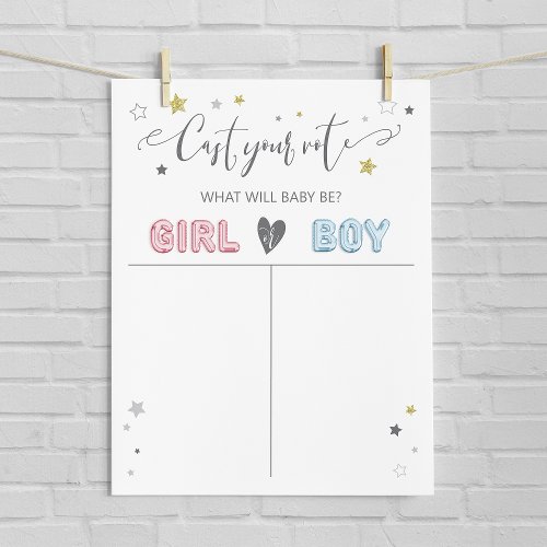 Cast your vote gender reveal sign boy or girl poster