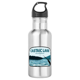 Castaic Lake California Fishing Rod Stainless Steel Water Bottle