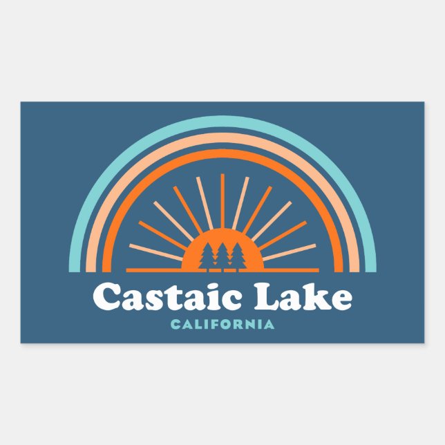 Castaic Lake California Rainbow Rectangular Sticker (Front)