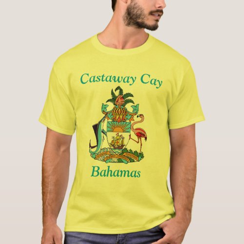 Castaway Cay Bahamas with Coat of Arms T_Shirt