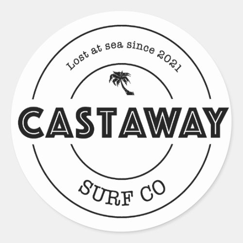 Castaway Surf Co Original Logo Classic Round Sticker
