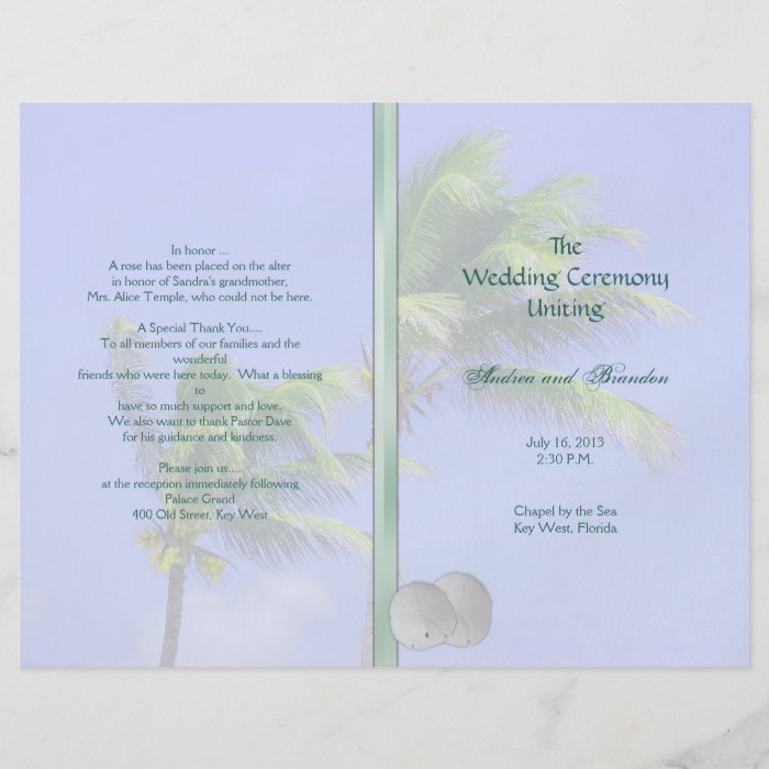 Castaway Tropical Island Wedding Program Template Personalized Flyer