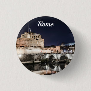 Castel Sant Angelo at night in Rome Button