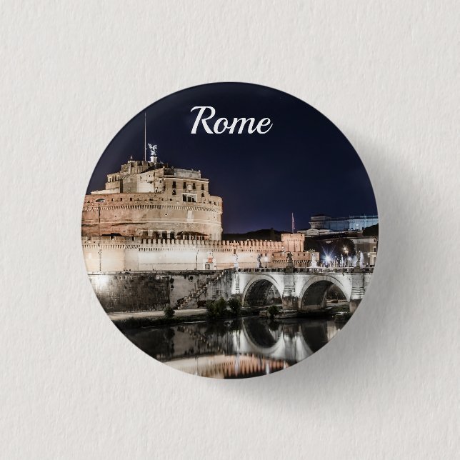 Castel Sant Angelo at night in Rome Button (Front)