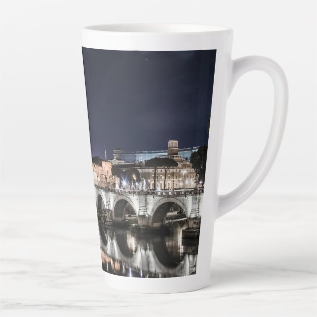 Castel Sant Angelo at night in Rome Latte Mug (Right)