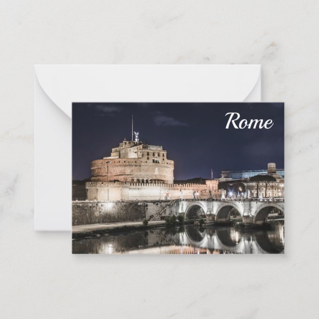 Castel Sant Angelo at night in Rome Note Card (Front)