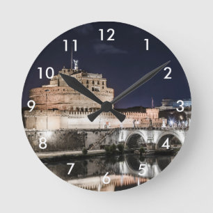 Castel Sant Angelo at night in Rome Round Clock