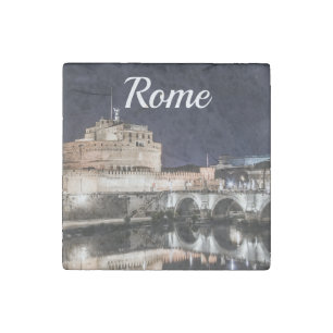 Castel Sant Angelo at night in Rome Stone Magnet