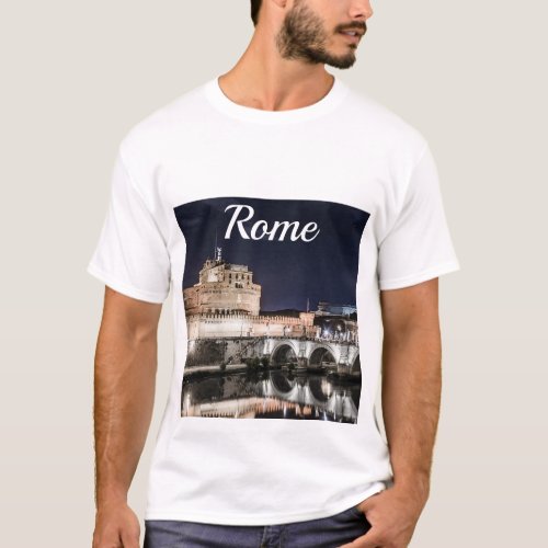 Castel Sant Angelo at night in Rome T_Shirt