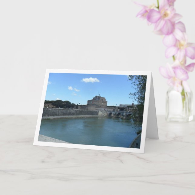 Castel Sant'Angelo Portrait, Rome, Italy Card (Orchid)
