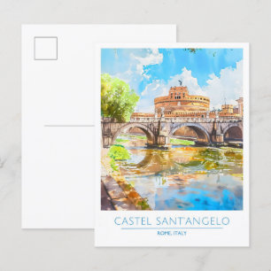Castel Sant'Angelo Rome Italy Vintage Travel  Postcard