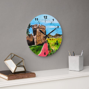 Castell de Benisanó Painting by Alfred Fox Large Clock