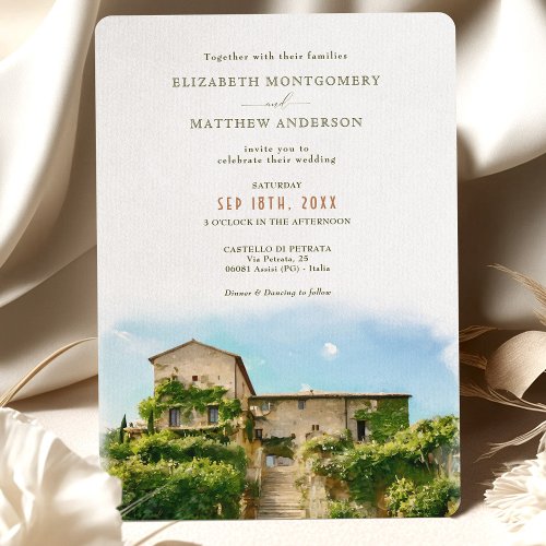 Castello di Petrata Assisi Italy Wedding Invitation