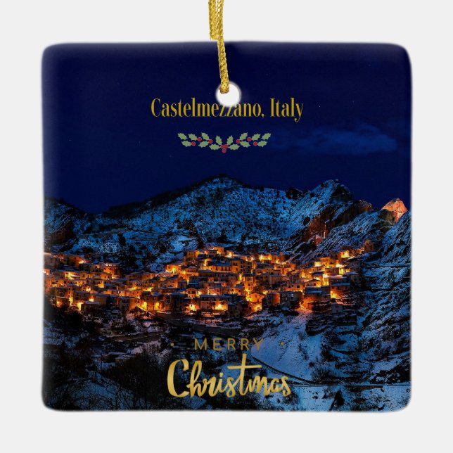 Castelmezzano, Italy Christmas Ceramic Ornament (Front)