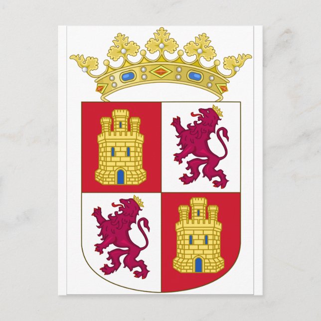 Castilla y Leon (Spain) Coat of Arms Postcard (Front)