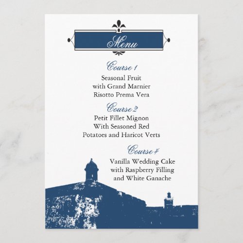 Castillo de San Cristobal wedding menu cards