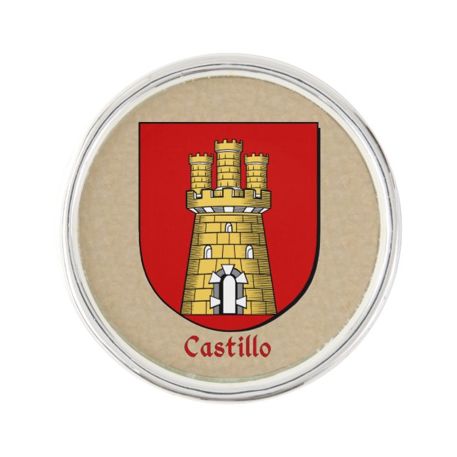 Castillo Historical Arms on Parchment Look Lapel Pin (Front)