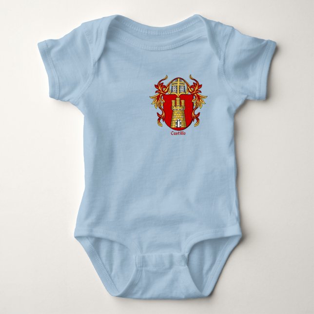 Castillo Historical Shield with Helm and Mantle Baby Bodysuit (Front)