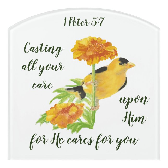 Casting all your care upon Him 1 Peter 5:7 Quote Door Sign (Contour Front)