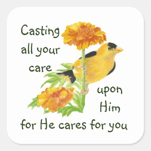 Casting all your care upon Him 1 Peter 57 Square Sticker