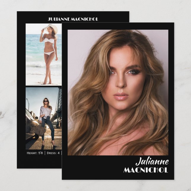 Casting Call Comp Cards for Models and Talent (Front/Back)