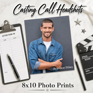 Casting Call Headshots - Full Bleed 8x10 Lt Text Photo Print