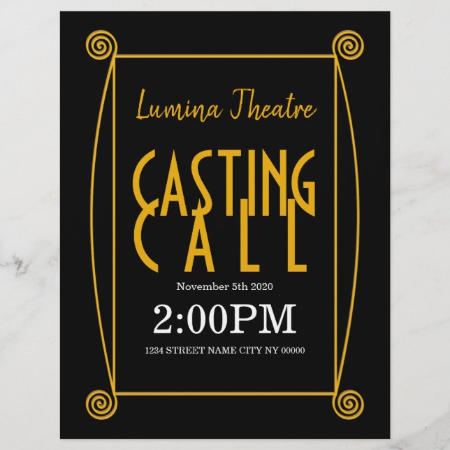 Casting Call Theater Art Music Flyer (Front)