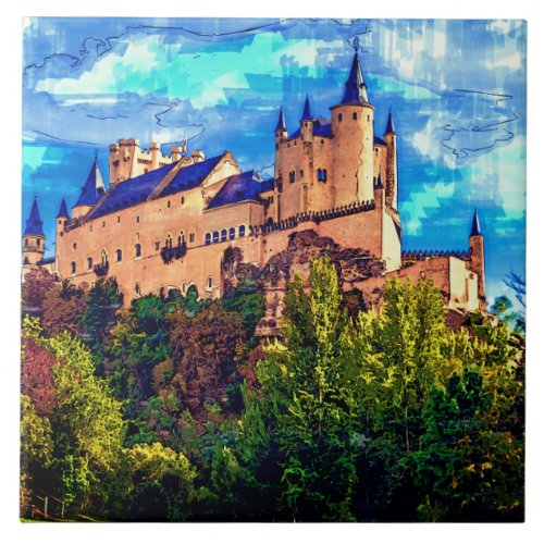 Castle Alcazar Segovia Spain Ceramic Tile