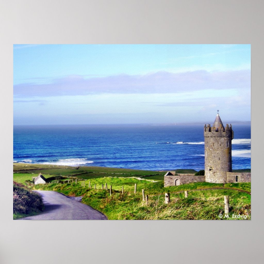 Irish castle & cottage print