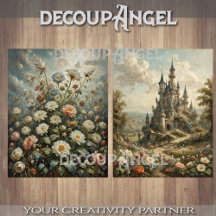 Castle and Flowers 2designs -Decoupage-