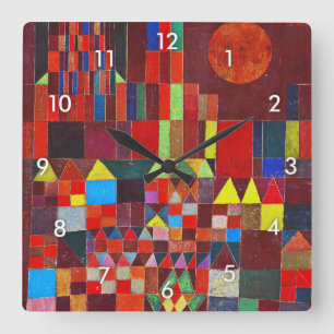 Castle and Sun, Paul Klee Square Wall Clock