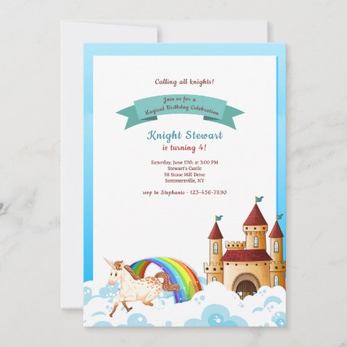 Castle and Unicorn Invitation