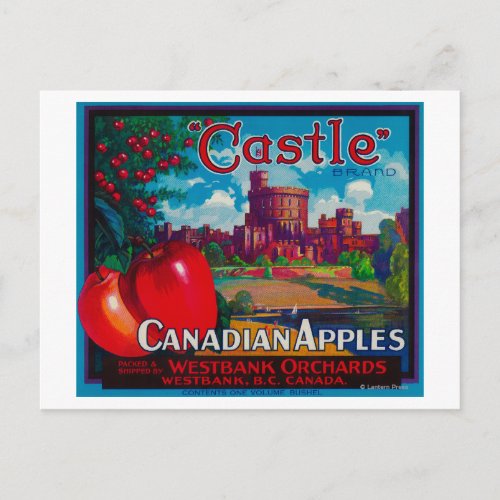 Castle Apple Label _ Westbank BC Canada Postcard