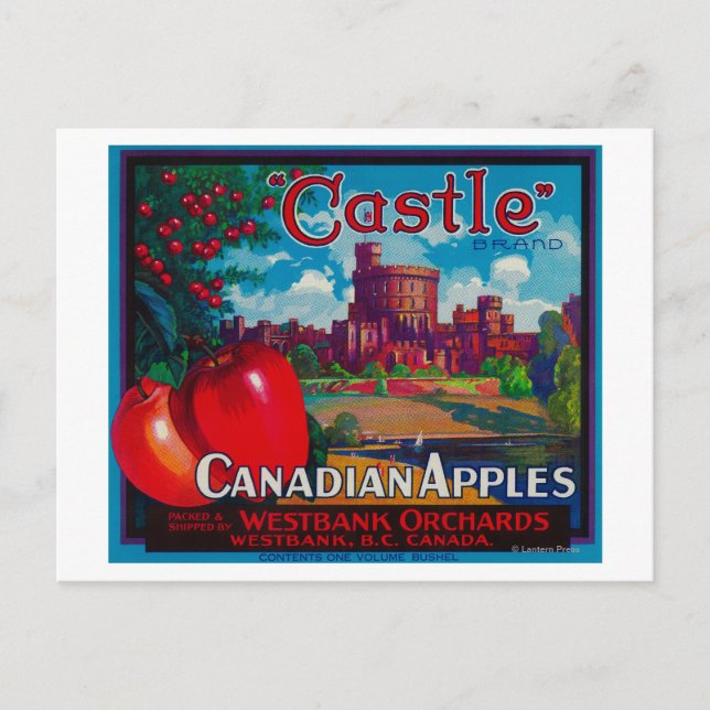 Castle Apple Label - Westbank B.C. Canada Postcard (Front)