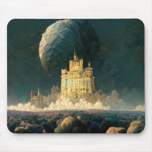 Castle At The Edge Of The World Fantasy Sci-Fi Mouse Pad (Front)