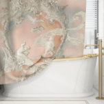 Castle Baroque Rococo Schloss Augustusburg Vintage Shower Curtain<br><div class="desc">Inspired by the outrageously Rococo ceilings and walls of the Castle Schloss Augustusburg's music room but painted with a loose, painterly style for a modern over-the-top appeal. A pair of cherubs play with two doves amongst the swirling baroque plasterwork scroll frame mixed with rich textures and colors varying from blush...</div>