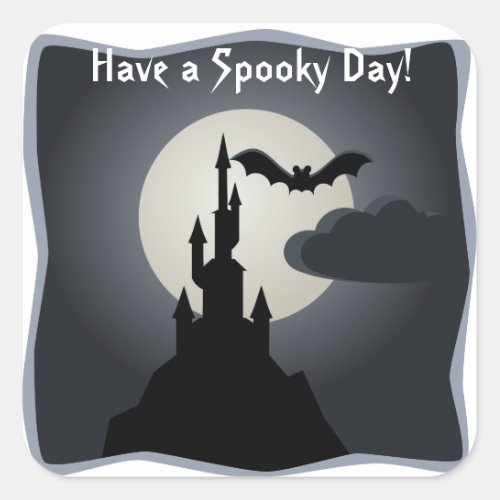 Castle Bat and Full Moon Halloween Sticker