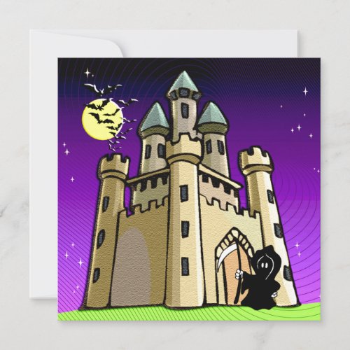Castle Bats and Grim Reaper at Castle Door Invitation