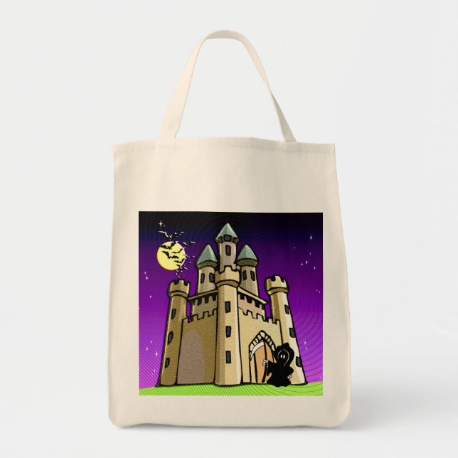 Castle Bats and Grim Reaper at Castle Door Tote Bag (Front)