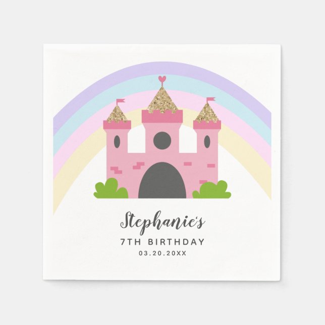 Castle Birthday Party Girls Princess Theme Napkins (Front)