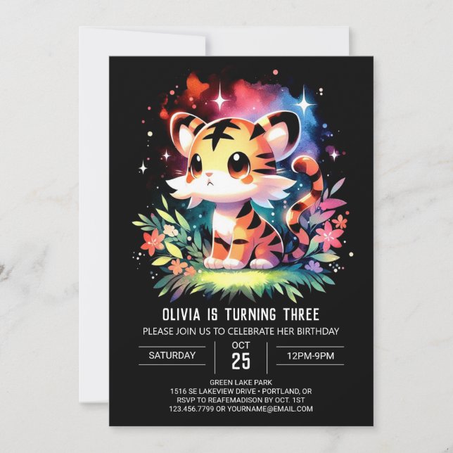 Castle Boho Tiger Birthday Invitation (Front)