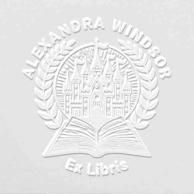 Castle, Book Wreath Frame Ex Libris Name Embosser (Design)